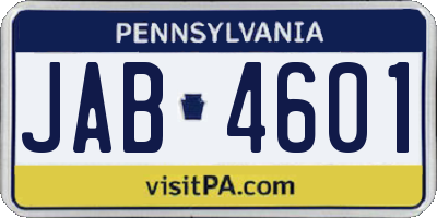 PA license plate JAB4601