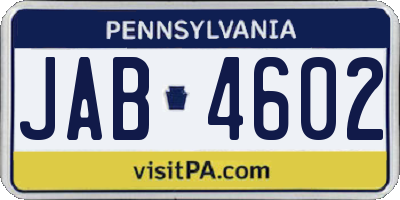 PA license plate JAB4602