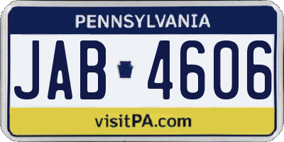 PA license plate JAB4606