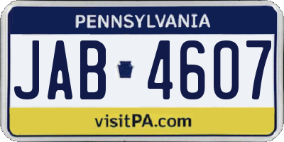 PA license plate JAB4607