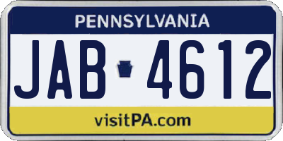 PA license plate JAB4612