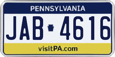 PA license plate JAB4616