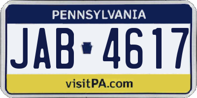 PA license plate JAB4617