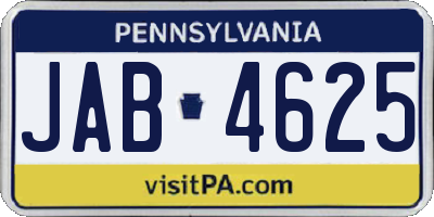 PA license plate JAB4625