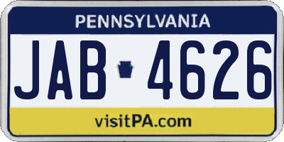 PA license plate JAB4626