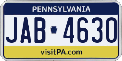 PA license plate JAB4630