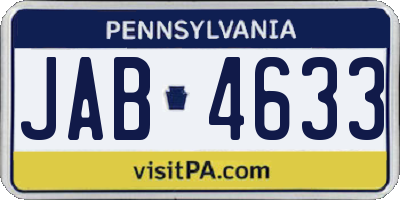 PA license plate JAB4633