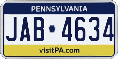 PA license plate JAB4634