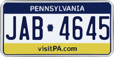 PA license plate JAB4645