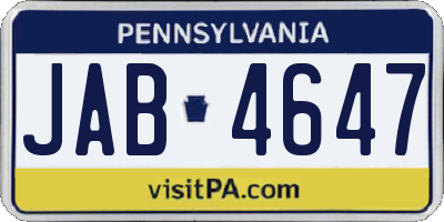 PA license plate JAB4647