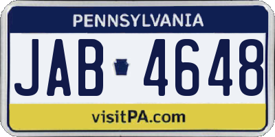 PA license plate JAB4648