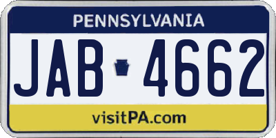 PA license plate JAB4662