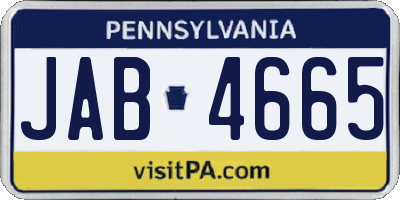 PA license plate JAB4665