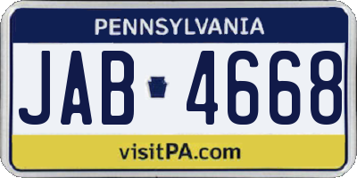 PA license plate JAB4668