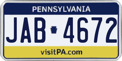PA license plate JAB4672