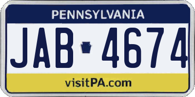 PA license plate JAB4674