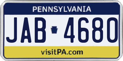 PA license plate JAB4680