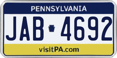 PA license plate JAB4692
