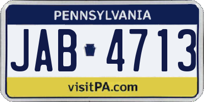 PA license plate JAB4713