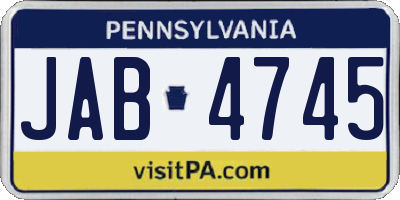 PA license plate JAB4745