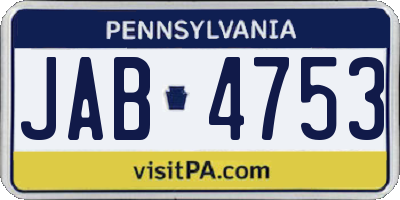 PA license plate JAB4753