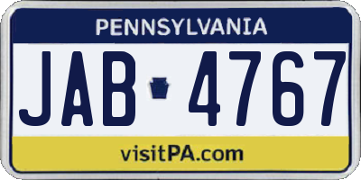 PA license plate JAB4767