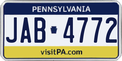 PA license plate JAB4772