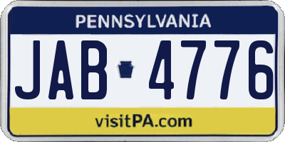 PA license plate JAB4776