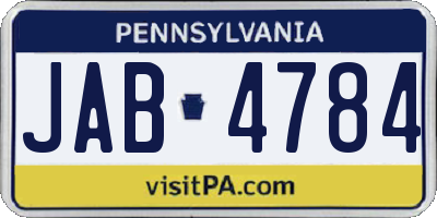 PA license plate JAB4784