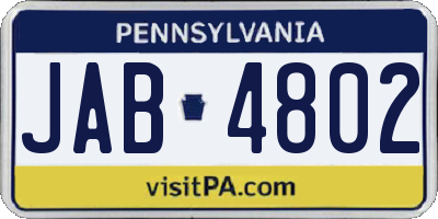 PA license plate JAB4802