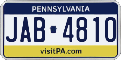 PA license plate JAB4810