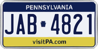 PA license plate JAB4821
