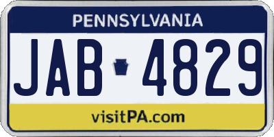 PA license plate JAB4829