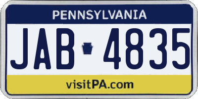 PA license plate JAB4835