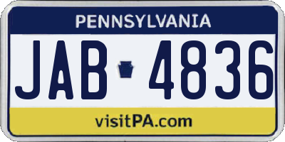 PA license plate JAB4836