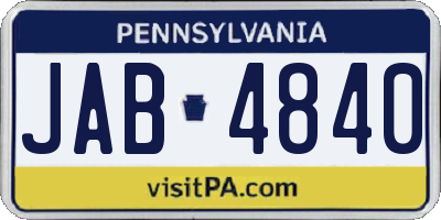 PA license plate JAB4840
