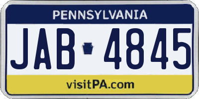 PA license plate JAB4845