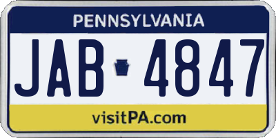 PA license plate JAB4847
