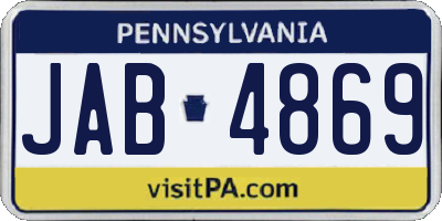 PA license plate JAB4869