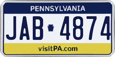 PA license plate JAB4874