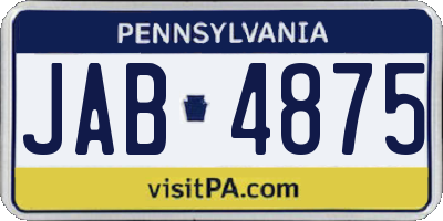 PA license plate JAB4875