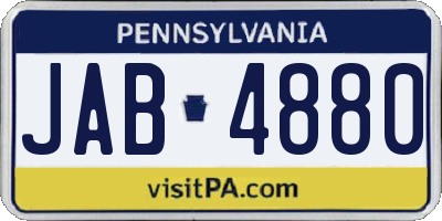 PA license plate JAB4880