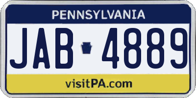 PA license plate JAB4889