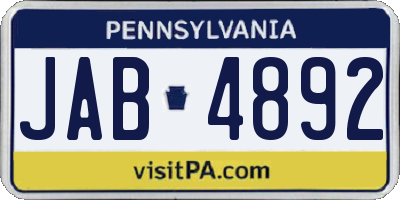 PA license plate JAB4892
