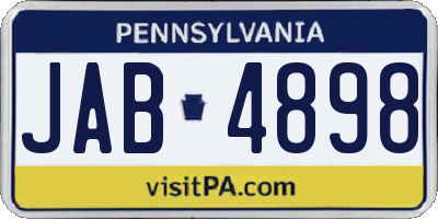 PA license plate JAB4898