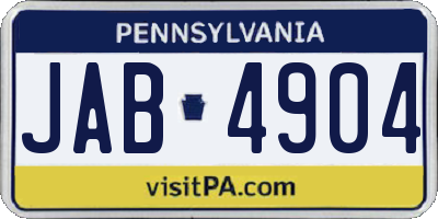 PA license plate JAB4904