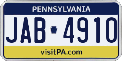 PA license plate JAB4910