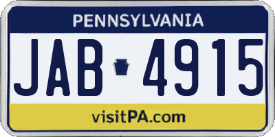 PA license plate JAB4915