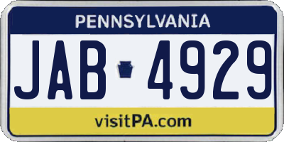 PA license plate JAB4929