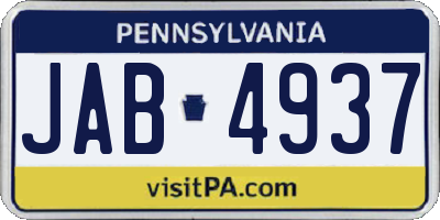 PA license plate JAB4937